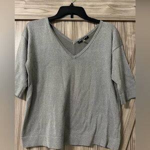 Cable & Gauge Silver Metal Short Sleeve Sweater SZ PS